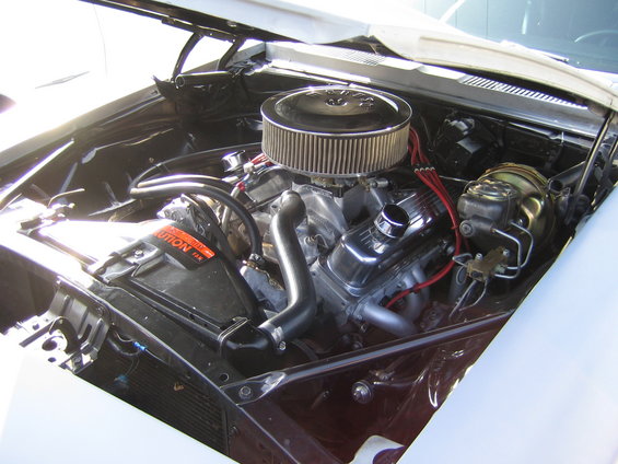 Engine bay with chrome air cleaner and V8 engine