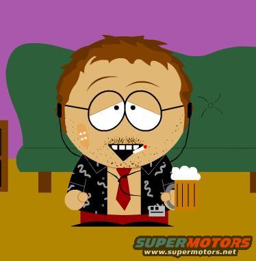 Cartoon character with glasses, cigarette, and beer. Supermotors.net logo