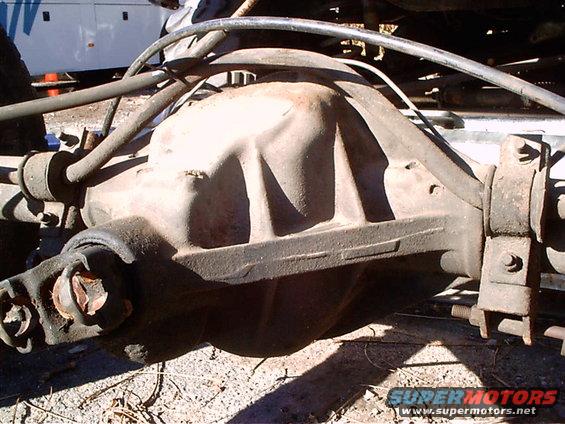 close-up of a rear axle differential with driveshaft connections