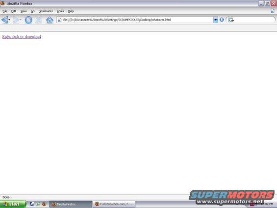 Computer screen with web browser displaying download link