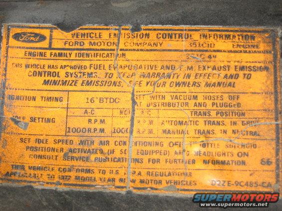 Vehicle emission control sticker with "1972 MODEL YEAR" visible