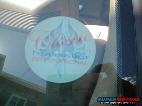 Sticker on car window reads "Classic Fiero Owners Group International"