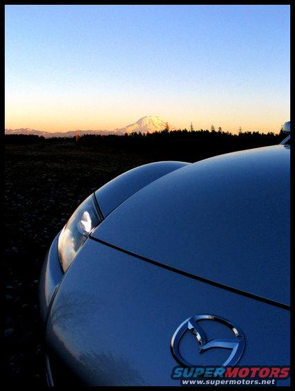 RX8 hood with Mt Rainier visible 