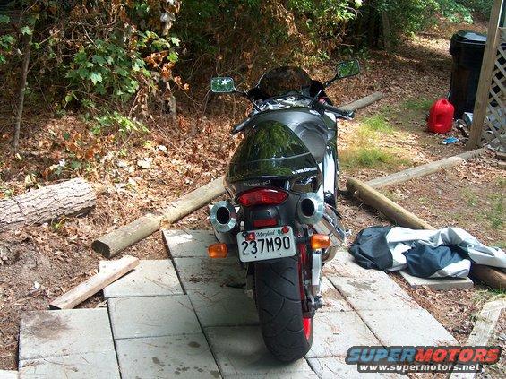 2002 Suzuki TL1000R motorcycle rear view with Maryland license plate 237M90