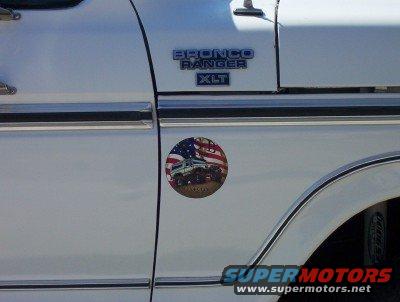 White 1995 Ford Bronco Ranger XLT side view with American flag sticker