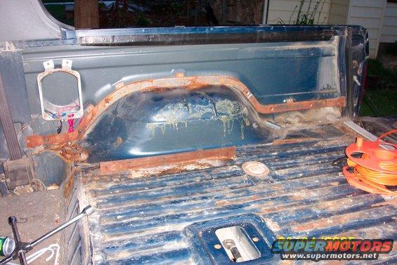 bronco4-6405.jpg Rear seat and carpet removed. Backseat bracket is angle iron. Original seats gone, seats are from conversion van.