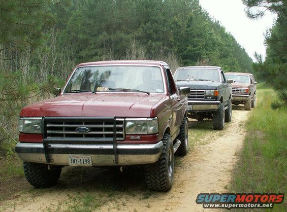 Red 1988 Ford Bronco front grille and bumper with license plate