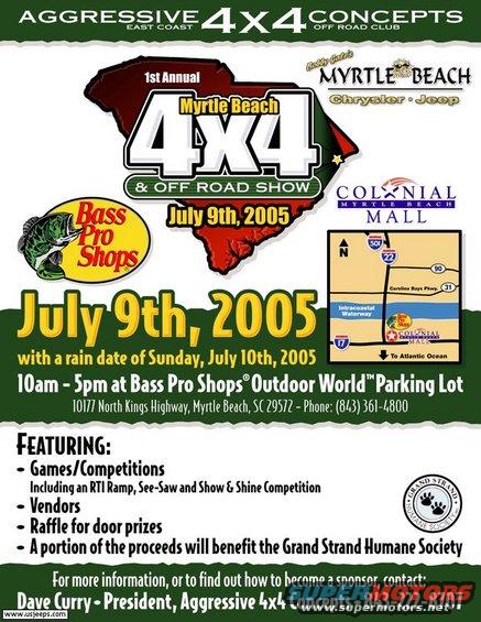 Poster for the 1st Annual Myrtle Beach 4x4 & Off Road Show on July 9th, 2005