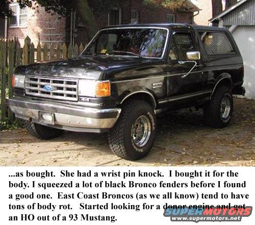 Black 1988 Ford Bronco, 3/4 front view