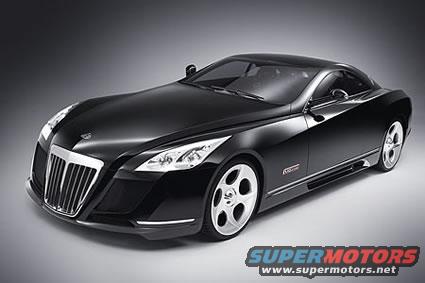 Black coupe with a large chrome grille and distinctive wheels. Text on the side reads 'EXCALIBUR'