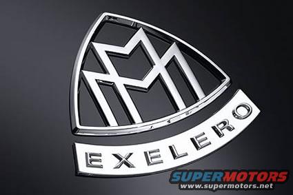 Maybach Exelero emblem with chrome trim on black background