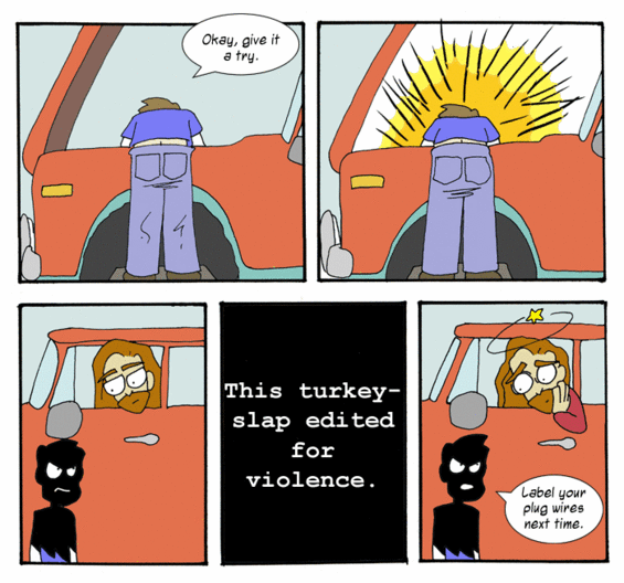 Web comic with text about stopping at red lights
