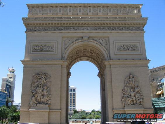 Paris Las Vegas Arc de Triomphe with tower and buildings in background