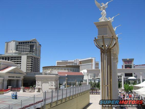 View of Caesars Palace and The Mirage hotels on a sunny day