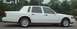 1997 Ford Crown Victoria - A white Lincoln Town Car is shown from the side, parked near trees and a wooden railing.