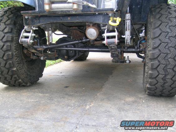 1984 Jeep Wrangler front suspension and chassis with large off-road tires