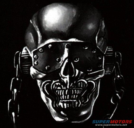 Chrome skull mask with chains and goggles
