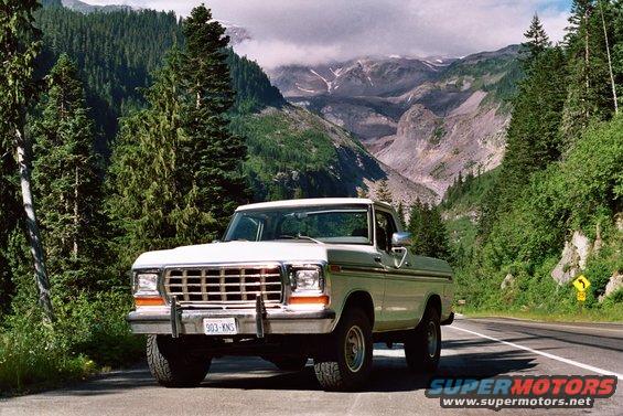White Ford F-Series pickup truck parked on a mountain road
