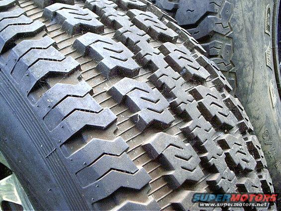 Close-up of aggressive tire tread pattern