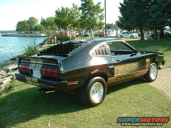 Black 1978 Ford Mustang II Cobra II with louvers and side stripes