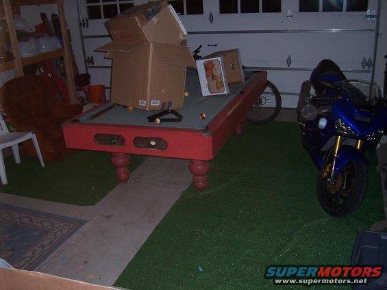 garage, complete with $50 pool table and free faux-grass mats : D