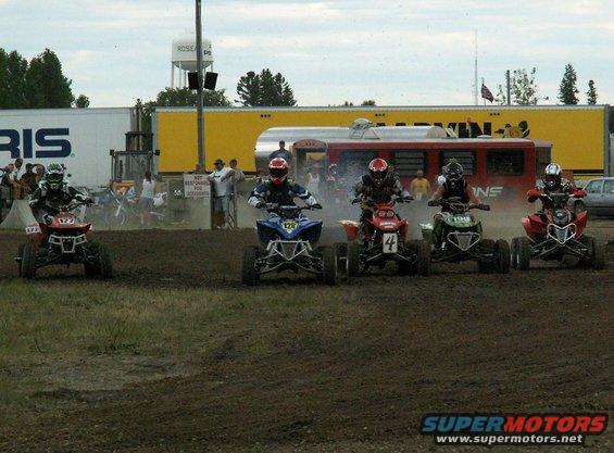 My slowest holeshot of the season (I'm rider #4) at 2005 Fansracing.com Race in Roseau, MN. Photo courtesy of Steeleracingphotos.com