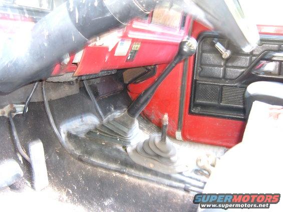 Vehicle interior with dual stick shifters and red dashboard