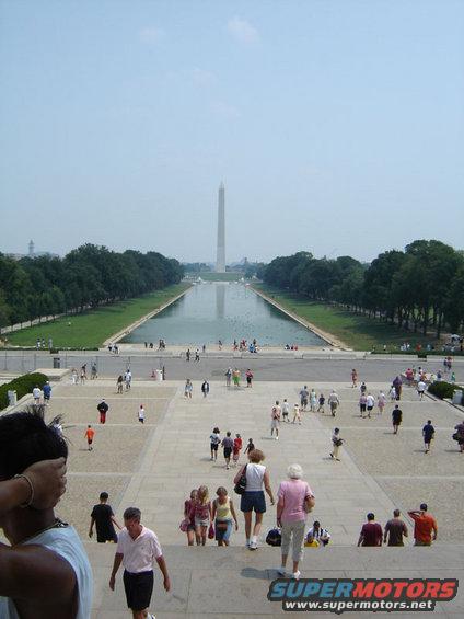 Washington Monument and Reflecting Pool with crowds on steps