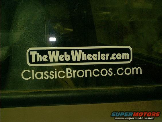 Sticker on a window reads 'TheWebWheeler.com' and 'ClassicBroncos.com'