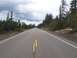 1994 Ford F-150 - A lonely highway stretches into the distance, bordered by dense forest and a dramatic sky.