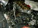 1990 Mitsubishi Eclipse - The engine's valve cover is off, exposing the camshafts and other internal parts for maintenance or repair.