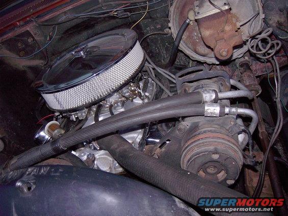 Engine bay with chrome air cleaner and hoses
