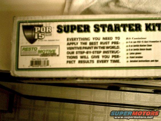 por15-kit.jpg POR-15 Kit. Paints right over rust. Unfortunately, since oxygen is a free floating atom by nature (2 open spots for electrons on the outer ring), unless you remove the rust completely it will spread eventually. But such is life.