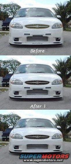 Front view of a 1999 Ford Taurus with a modified grille