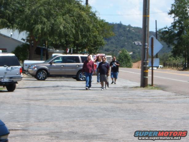 everyone walking back from peeing and cooling down
