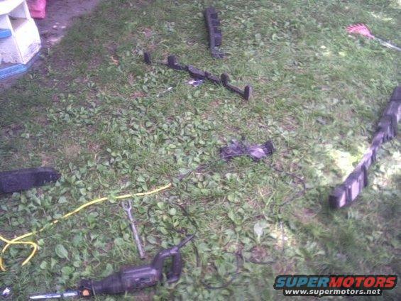 Body panels and tools on grass