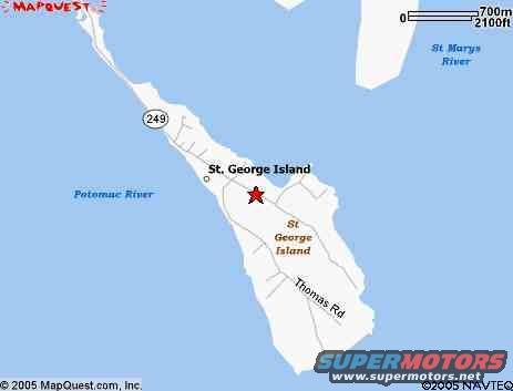 MapQuest map showing St. George Island with roads and water bodies labeled