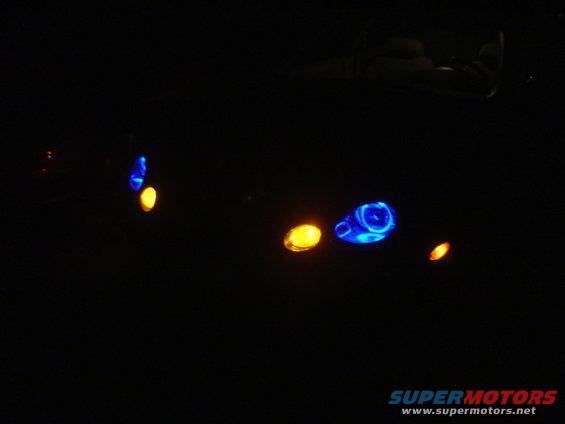 Interior lights with blue and yellow illumination