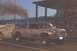 1994 Ford F-150 - A Dodge Ram truck competes in a pull event, kicking up dust and smoke under a stadium roof.
