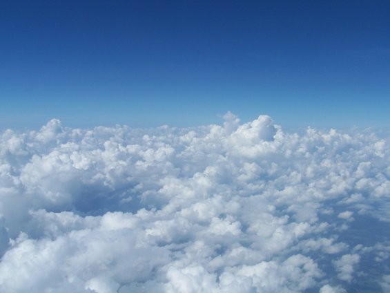 View from above the clouds on a clear day