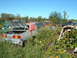 1978 Ford Mustang II - This car sits in a junkyard, surrounded by weeds and other vehicles under a clear blue sky.