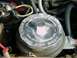 2002 Ford F-250 - Close-up of a chrome fuel filter housing with company branding and contact information visible.