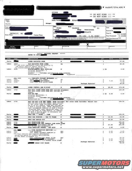 Service document for 1993 Ford Taurus