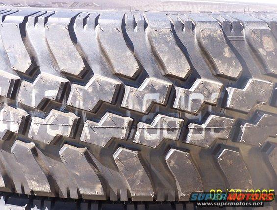 Close-up of aggressive tire tread pattern