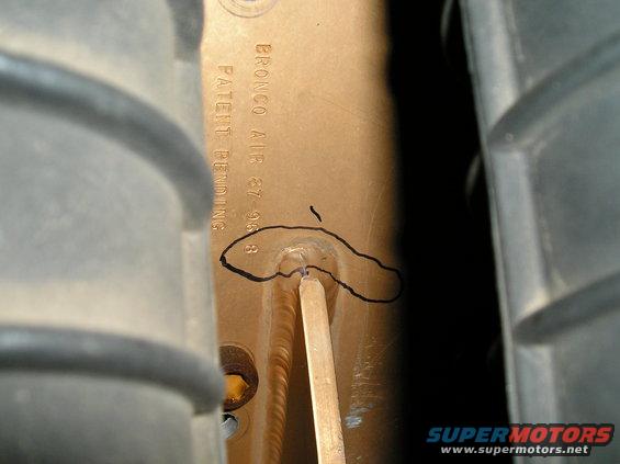 Bronco air intake part with patent pending text and 8/27/96 date stamp