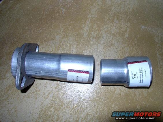 5.0 litres only need 2" flare ends for the manifold ball. By using a reducer (increaser in this case) I can get it back to 2 1/4" like the Flowmaster Y collector requires.
