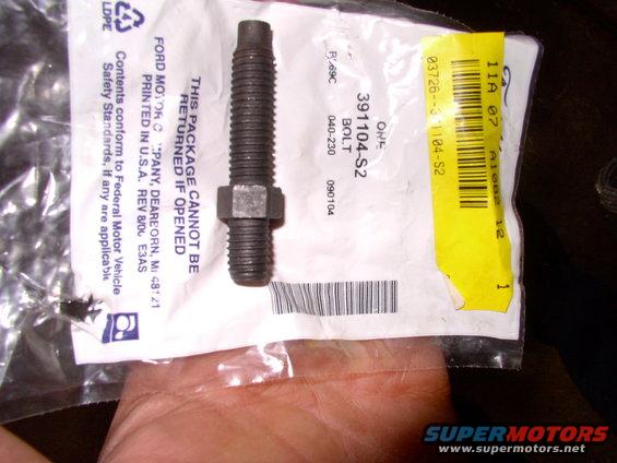 img_0029.jpg Got bent over the stealership counter for these manifold studs, but believe me it's best to put new ones in now. Their holes are not really tapped and they depend on these specialized studs to get a grip in there. Regular studs will not bite in there. They'll only strip out the holes and taps don't reach far enough in there.