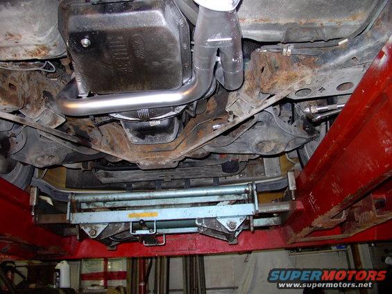 How's that for nice direct runs off the manifolds into the Flowmaster Y collector ! The lowest point is still tucked higher than the front engine crossmember.