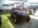 2005 BMW 3 Series - Customized golf cart with flame graphics parked outdoors next to a pickup truck.