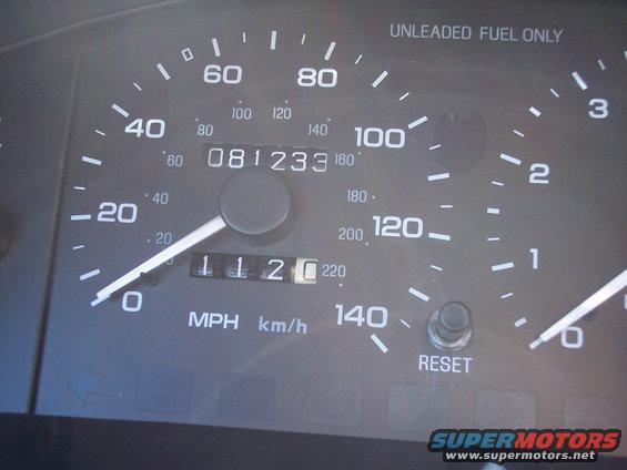 Car dashboard showing speedometer, odometer reading 081233, and trip odometer reading 1120. Includes 'UNLEADED FUEL ONLY' text